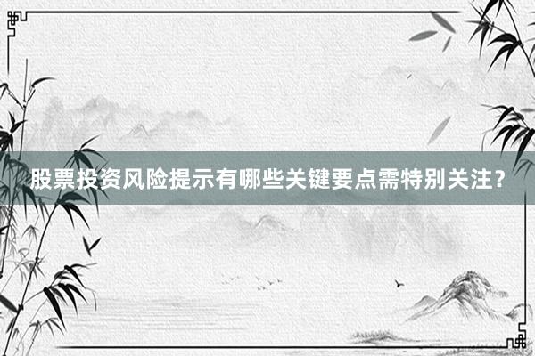股票投资风险提示有哪些关键要点需特别关注？