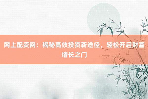 网上配资网：揭秘高效投资新途径，轻松开启财富增长之门