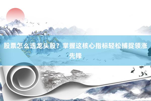 股票怎么选龙头股？掌握这核心指标轻松捕捉领涨先锋