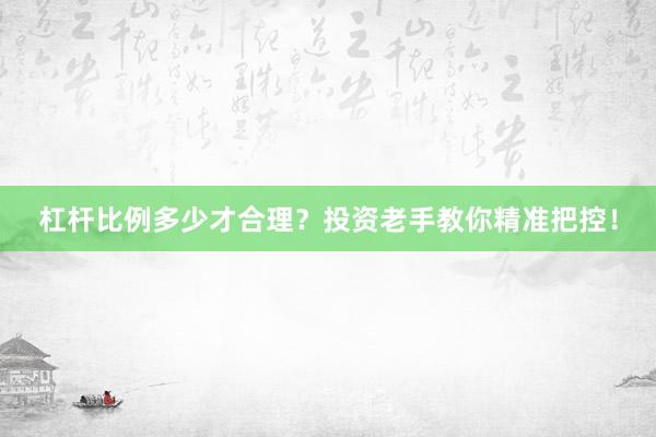 杠杆比例多少才合理？投资老手教你精准把控！