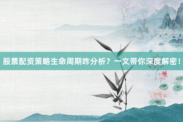 股票配资策略生命周期咋分析？一文带你深度解密！