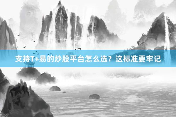 支持T+易的炒股平台怎么选？这标准要牢记