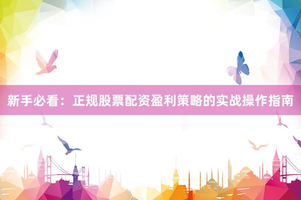 新手必看：正规股票配资盈利策略的实战操作指南