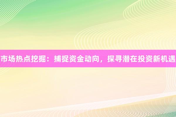 市场热点挖掘：捕捉资金动向，探寻潜在投资新机遇